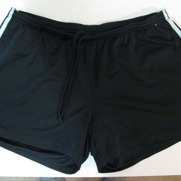 Adidas Pants - * 2/$15 Adidas Shorts XL Black with Mint Green Stripe Logo Drawstring Knit